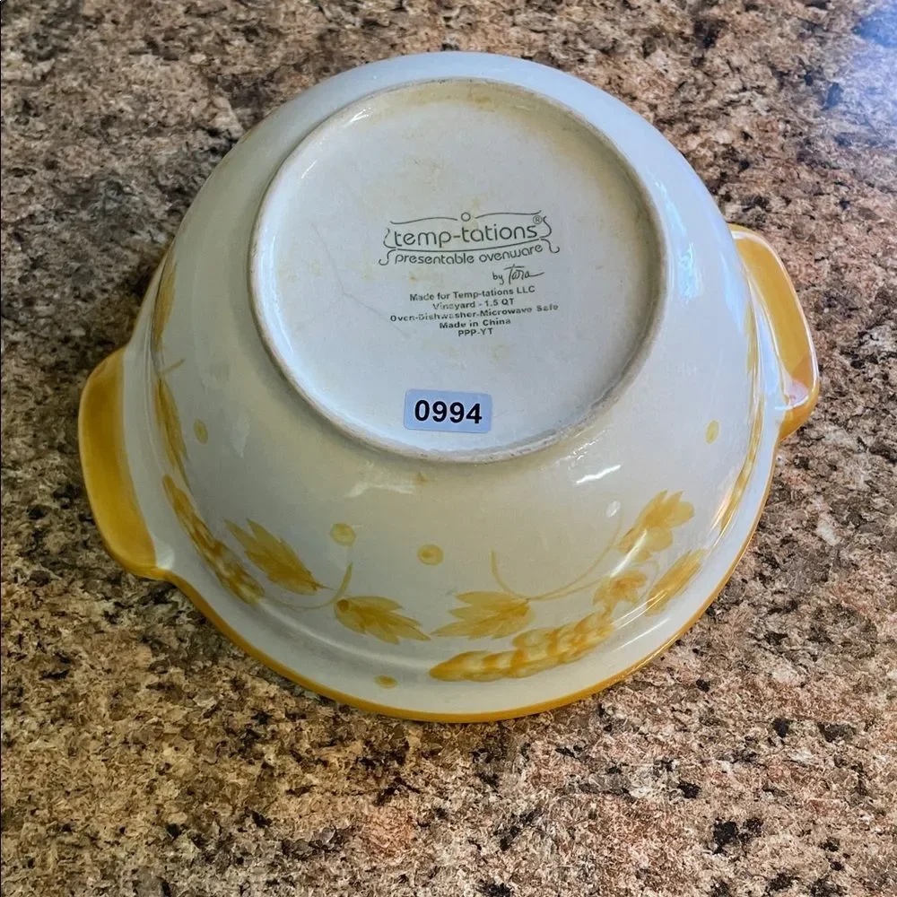 Temp-tations yellow Presentable Ovenware bowl‎